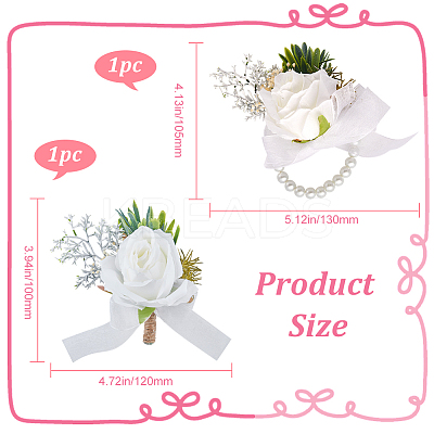 2Pcs 2 Style Silk Cloth Imitation Flower Boutonniere & Wrist Corsage AJEW-CP0005-81-1
