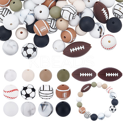 68Pcs 14 Styles Food Grade Eco-Friendly Silicone Beads SIL-GA0001-24B-1