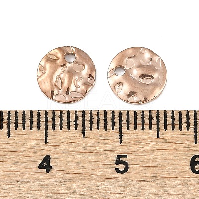 304 Stainless Steel Textured Disc Charms STAS-Q336-11A-RG-1