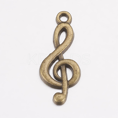 Tibetan Style Treble Clef Pendants TIBEP-R315-AB-FF-1