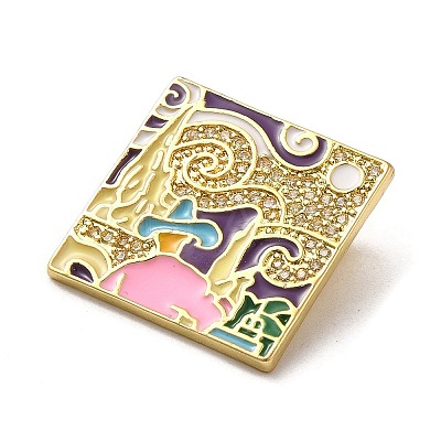 Brass Micro Pave Cubic Zirconia Pendants with Enamel KK-H458-07G-03-1