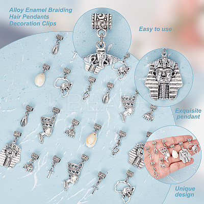Tibetan Style Alloy & Cowrie Shell Braiding Hair Pendants Decoration OHAR-AB00014-1