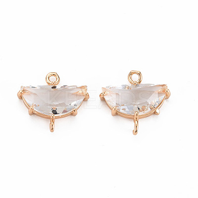 Transparent Faceted Glass Connector Charms GLAA-T021-25D-RS-1