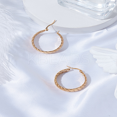 1Pair 201 Stainless Steel Leaf Wrap Hoop Earrings with 304 Stainless Steel Pin for Women EJEW-LP0011-01-1