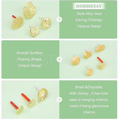 24Pcs 12 Style Alloy Stud Earring Findings FIND-HY0001-13-1