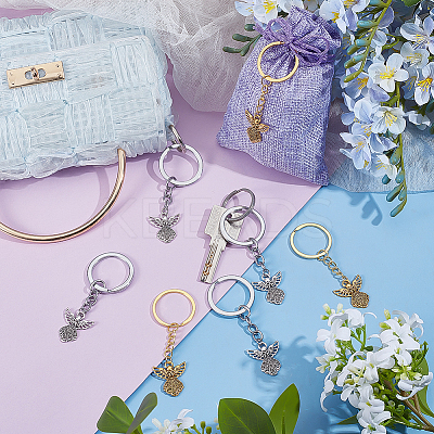 60Pcs 3 Color Alloy Keychain KEYC-PH01557-1