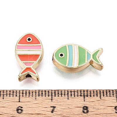Light Gold Tone Alloy Enamel Beads FIND-N011-13KCG-1