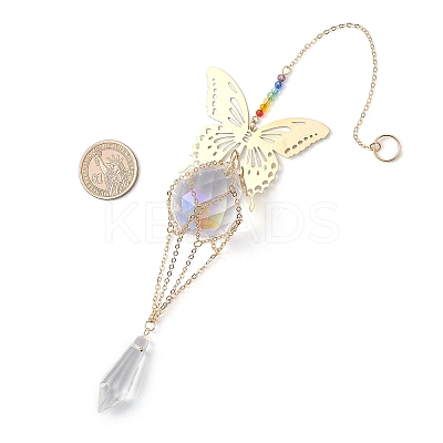 Butterfly 201 Stainless Steel Connector Charms and Glass Suncatchers HJEW-JM04736-01-1