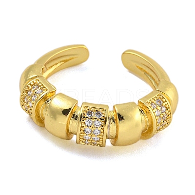 Rack Plating Brass Micro Pave Cubic Zirconia Cuff Rings for Women RJEW-I107-05G-1