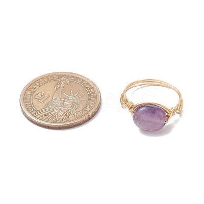 Oval Natural Amethyst & Amazonite & Rose Quartz & Citrine Finger Rings GG-CJ22AE-G-1