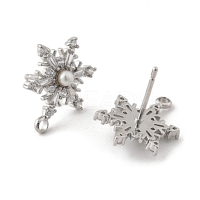 Brass Micro Pave Cubic Zirconia Stud Earring Findings LS-KK-K371-34P-1