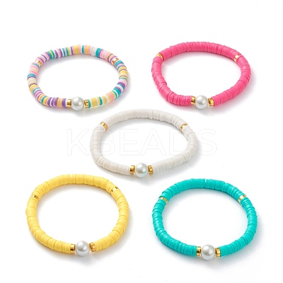 Handmade Polymer Clay Heishi Beads Stretch Bracelets BJEW-JB05759-1