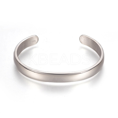 Tarnish Resistant 304 Stainless Steel Cuff Bangles STAS-I110-10-8mm-P-1