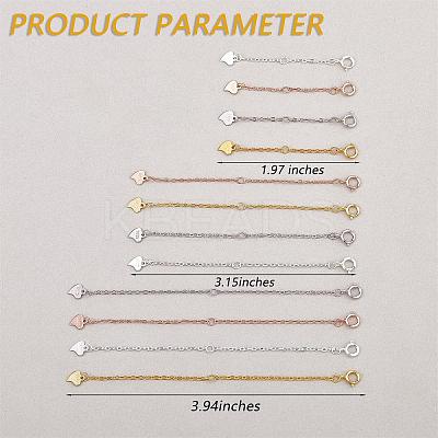 12 Pieces Extension Chain with lobster buckle Sterling Silver Extender Chains Necklace Bracelet Anklet Removable Chain Extenders Charms for DIY Jewelry Making Accessories JX630A-1