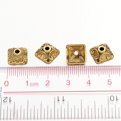 10mm Antique Golden Square Tibetan Style Bead Caps X-GLF0893Y-1