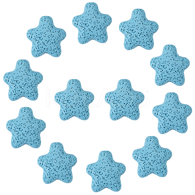 24Pcs Star Synthetic Lava Rock Beads G-PA0002-25A-1