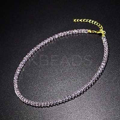 Glass Faceted Rondelle Beaded Choker Necklaces with Zinc Alloy End Chains BU2410-4-1