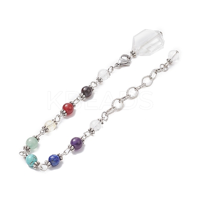 Natural & Synthetic Gemstone Chakra Pointed Dowsing Pendulums PALLOY-JF02089-1