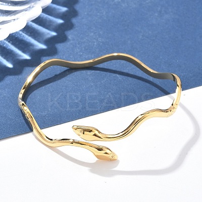 304 Stainless Steel Cuff Bangles for Women AJEW-P127-06G-1