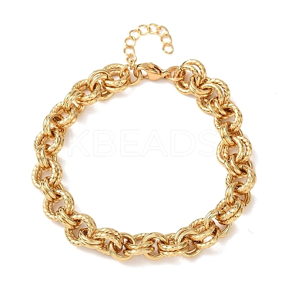 Twisted 304 Stainless Steel Double Ring Link Chains Bracelets for Women BJEW-G780-06G-02-1