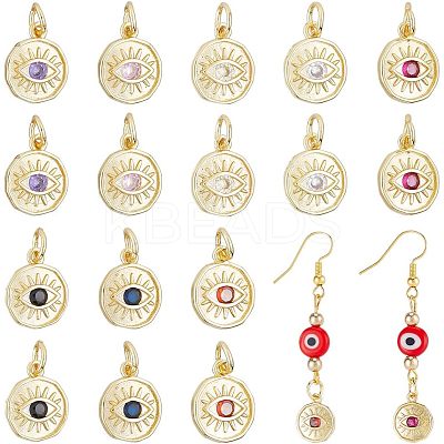 16Pcs 8 Colors Brass Micro Pave Cubic Zirconia Pendants KK-HY0001-39-1