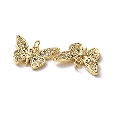 Brass Cubic Zirconia Pendants KK-G453-24G-1