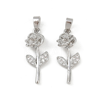 Brass Micro Pave Cubic Zirconia Pendants KK-F908-22P-1