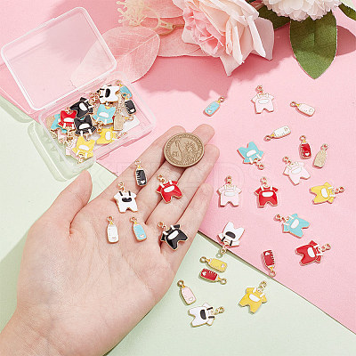 48Pcs 12 Style Alloy Enamel Pendants ENAM-AR0001-38-1