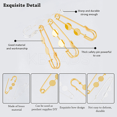 20Pcs 2 Colors Brass Safety Pins Brooch Findings KK-FH0007-85B-1