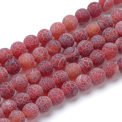 Natural & Dyed Crackle Agate Bead Strands X-G-T056-8mm-05-1