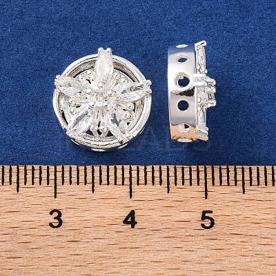 Brass Micro Pave Clear Cubic Zirconia Beads KK-S389-27S-1