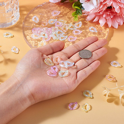 400Pcs Luminous Rainbow Iridescent Plating Transparent Acrylic Linking Rings OACR-TA0002-80-1