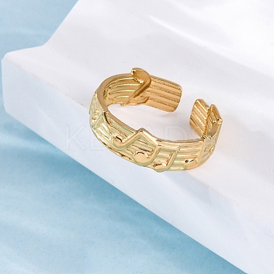 Musical Note 304 Stainless Steel Cuff Rings for Women RJEW-F175-03G-01-1