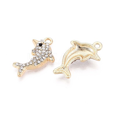 Rack Plating Alloy Rhinestone Pendants PALLOY-T091-23A-G-1