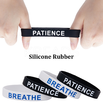 32Pcs 2 Colors Word Silicone Cord Bracelets Set Wristband BJEW-GF0001-17-1