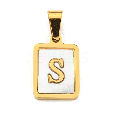 PVD Vacuum Plating 304 Stainless Steel Pave Natural White Shell Pendants STAS-S130-03G-S-1