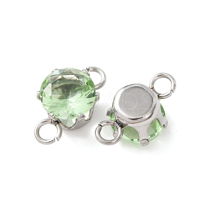 304 Stainless Steel Micro Pave Cubic Zirconia Connector Charms STAS-H240-50P-02-1