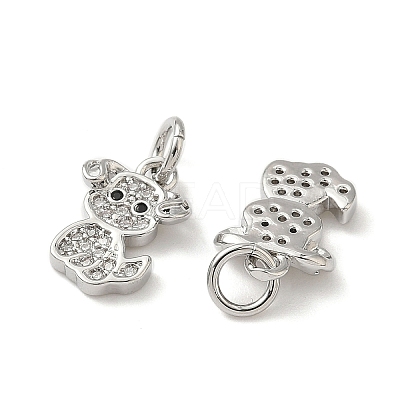 Brass Micro Pave Clear Cubic Zirconia Pendants KK-H076-20P-1