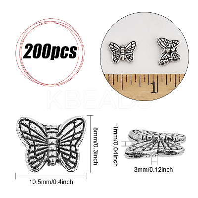 Tibetan Style Alloy Butterfly Beads TIBEB-CA0001-22-1