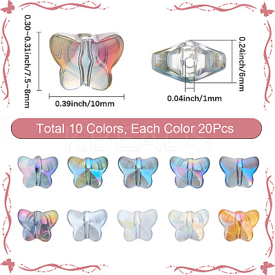 200Pcs 10 Styles Mixed Styles Electroplate Transparent Glass Beads Strands EGLA-SC0001-57-1