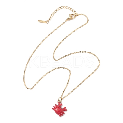 2Pcs 2 Styles Ocean Red Crab & Lobster Alloy Enamel Pendant 304 Stainless Steel Cable Chain Necklaces NJEW-JN05884-1