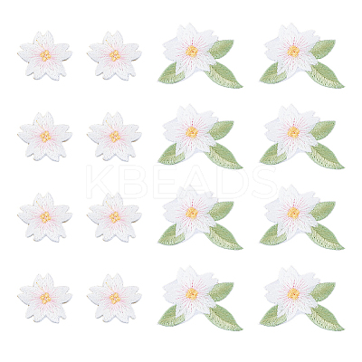 20Pcs 2 Styles Flower Embroidery Cloth Sew on Appliques PATC-FH0001-20-1