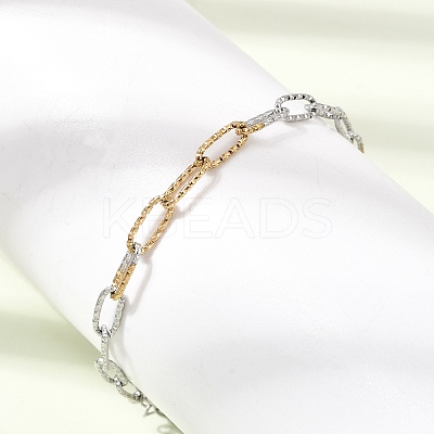 4MM Two Tone 304 Stainless Steel Textured Paperclip Chain Bracelets for Man and Women SA-CBAB767-08GP-1