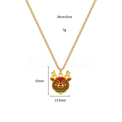 Christmas 304 Stainless Steel Enamel Pendant Necklaces FS-WGDAA96-03-1
