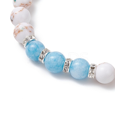 Sea Shell & Synthetic Turquoise & Natural Quartz Beads Stretch Bracelets for Women BJEW-JB12523-1