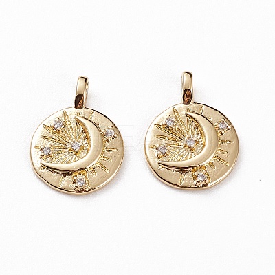 Brass Micro Pave Clear Cubic Zirconia Pendants LS-KK-C100-06G-1