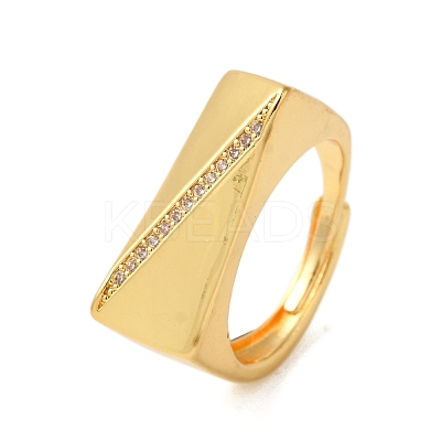 Brass Micro Pave Clear Cubic Zirconia Adjustable Rings for Women RJEW-A048-10G-1