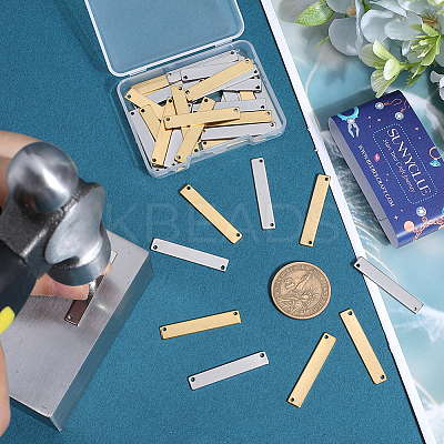 40Pcs 2 Colors Ion Plating(IP) 304 Stainless Steel Connector Charms STAS-SC0009-01-1