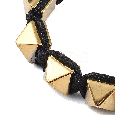 Pyramid Synthetic Non-Magnetic Hematite Braided Bead Bracelets BJEW-E102-03-1