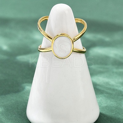 Oval 304 Stainless Steel Enamel Cuff Rings for Women RJEW-G355-03G-1